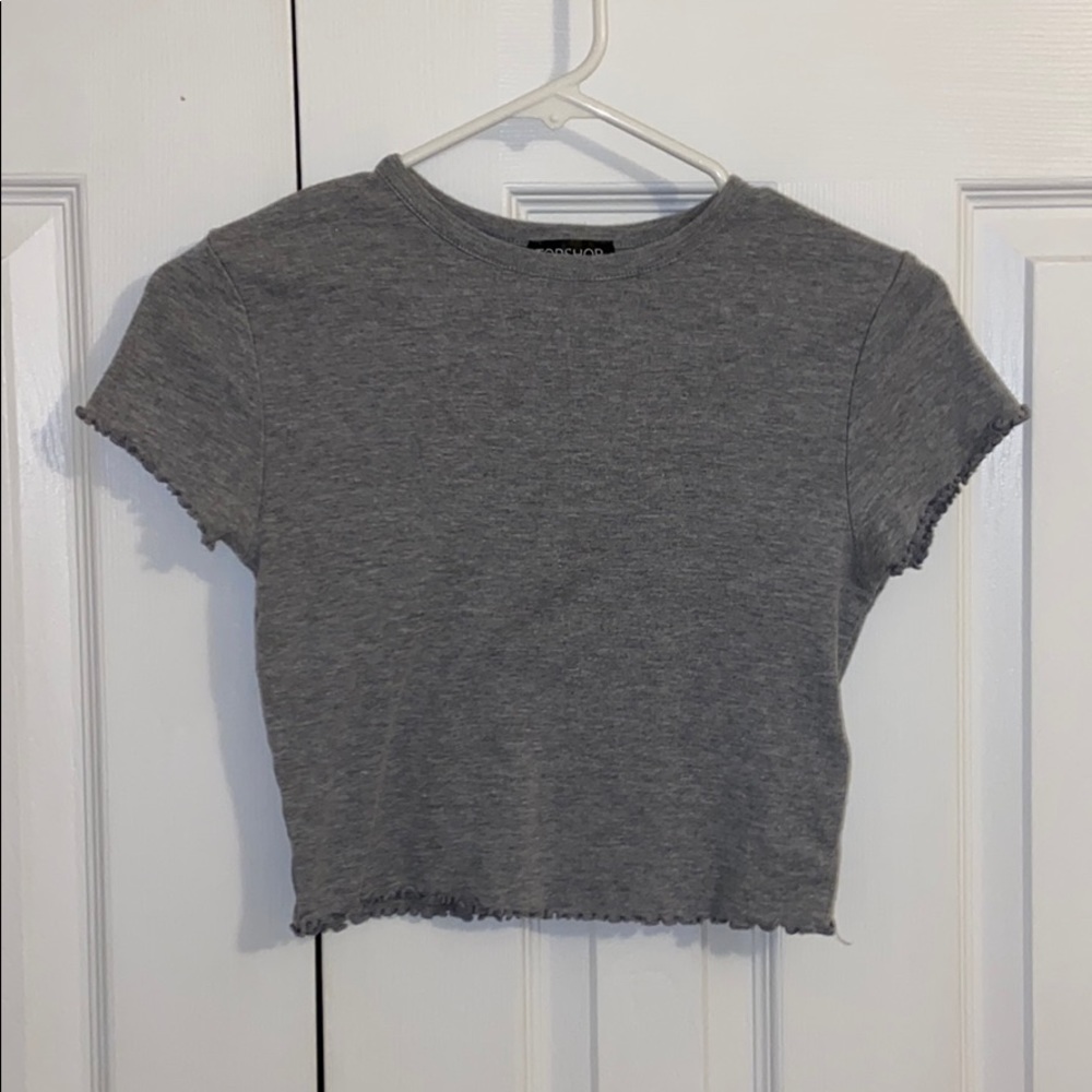 Grey Lettuce Edge Crop Top
